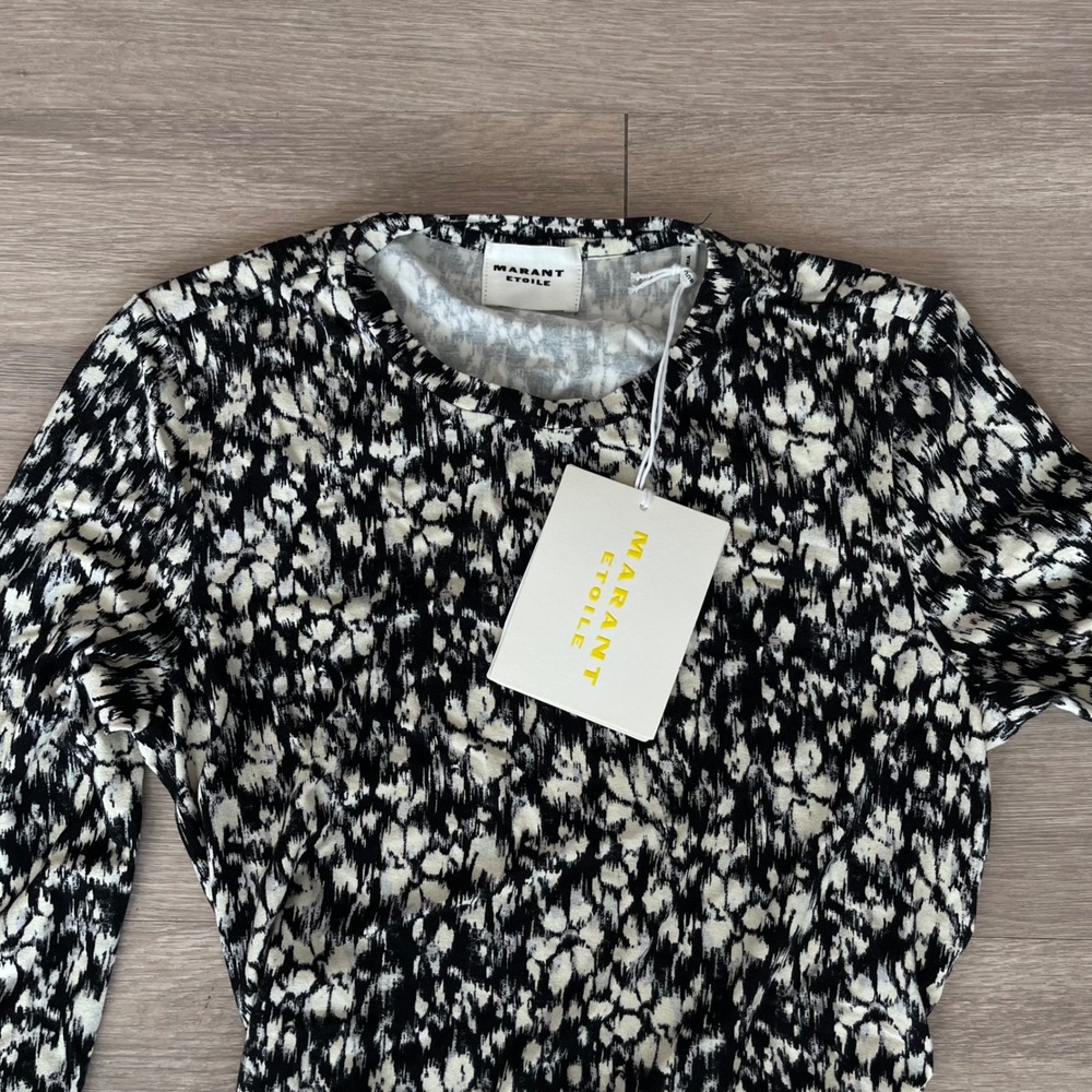 NWT Isabel Marant Leonio Top Sz 6 Black White Open Back Long Sleeve French Sexy - Picture 4 of 16